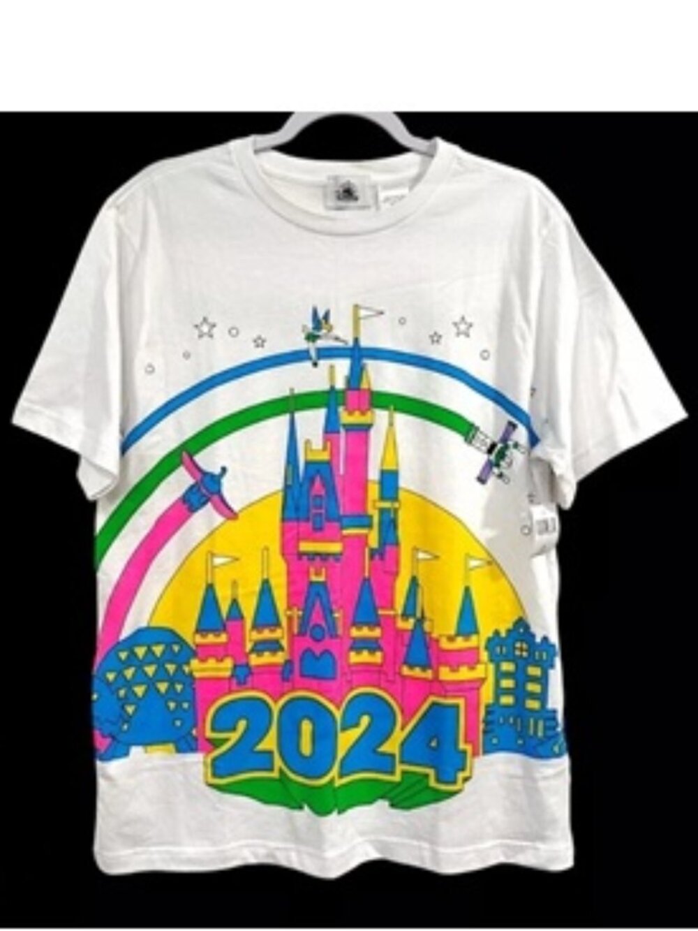 Nwt Disney World Parks 2024 Bright Neon Sleeping Beauty 's Castle T-Shirt XXL